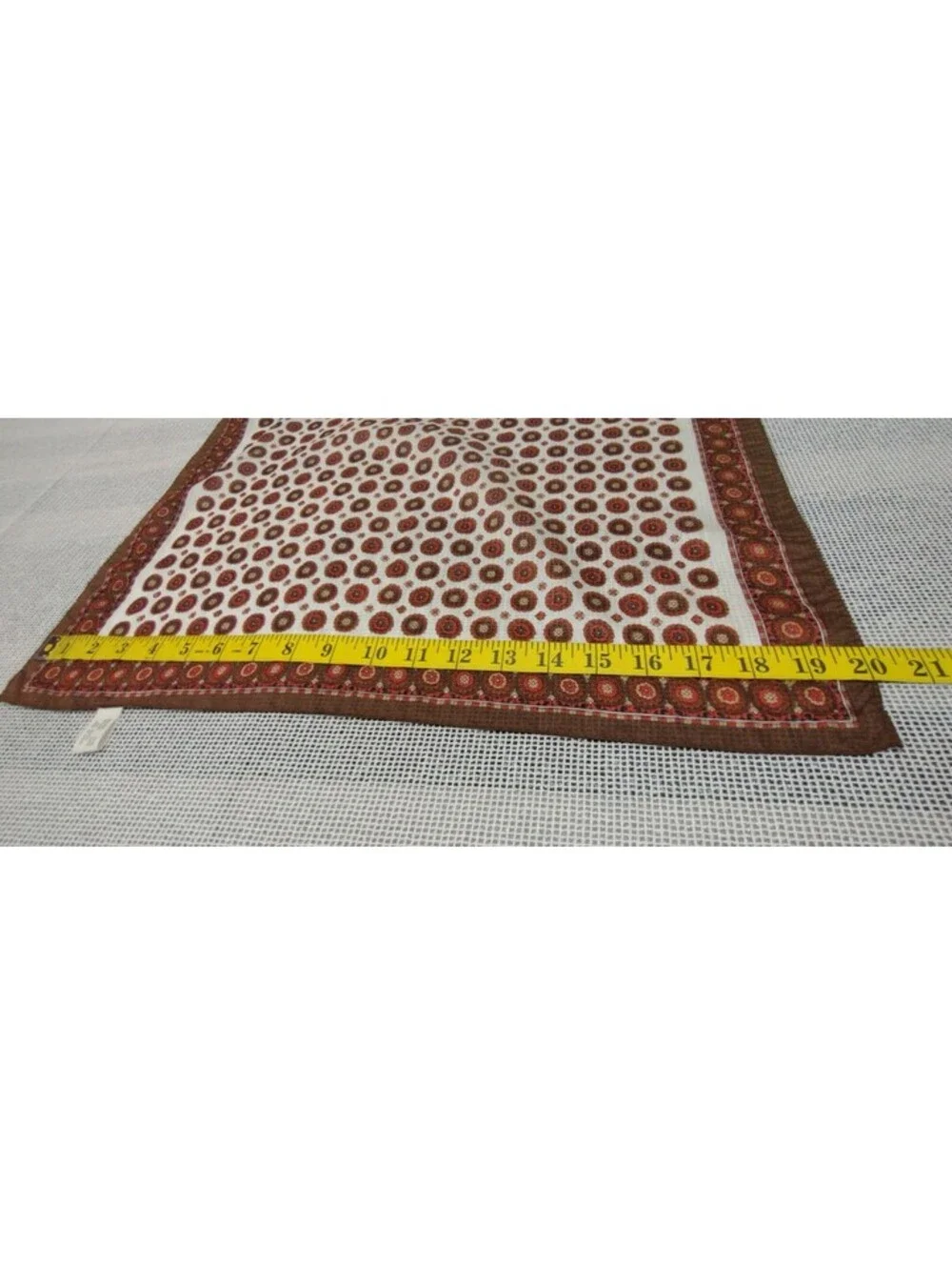 Vintage 60s Scarf Mid Century Brown Shades Floral Circles Nylon Rayon Made Japan